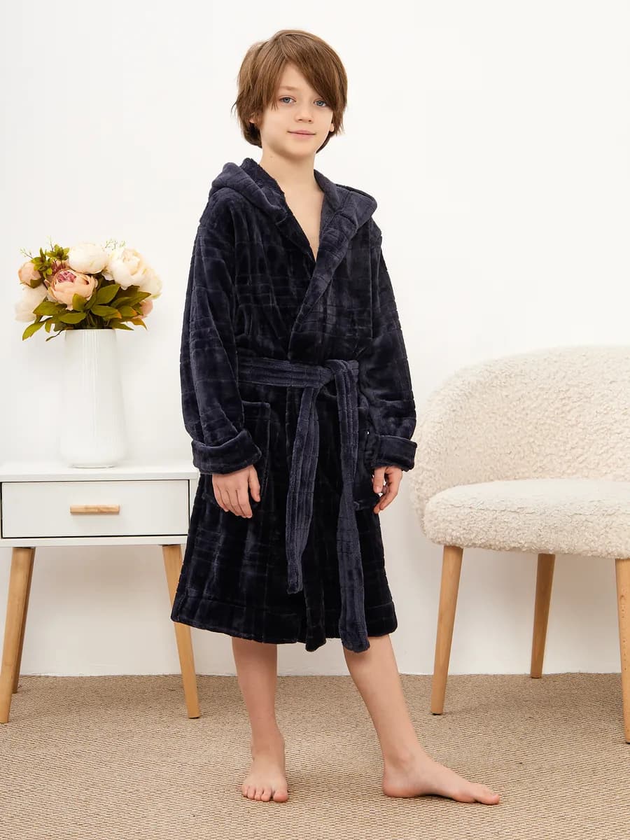 Халат для мальчика девочки домашний банный теплый капюшон