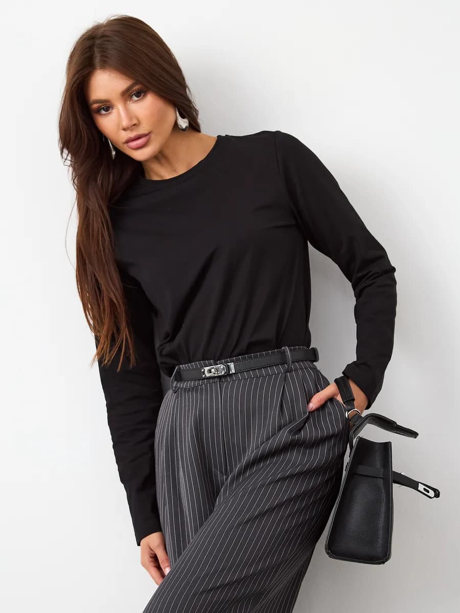 Лонгслив женский хлопок базовый с длинным рукавом