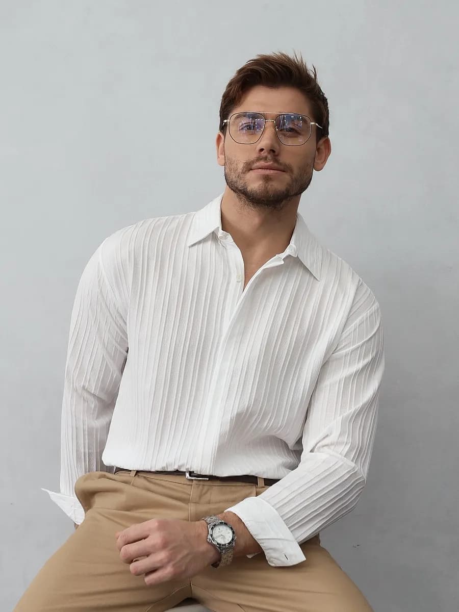 Рубашка с длинным рукавом в полоску