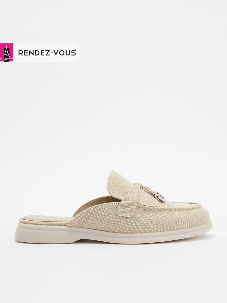 Текстильные мюли без каблука