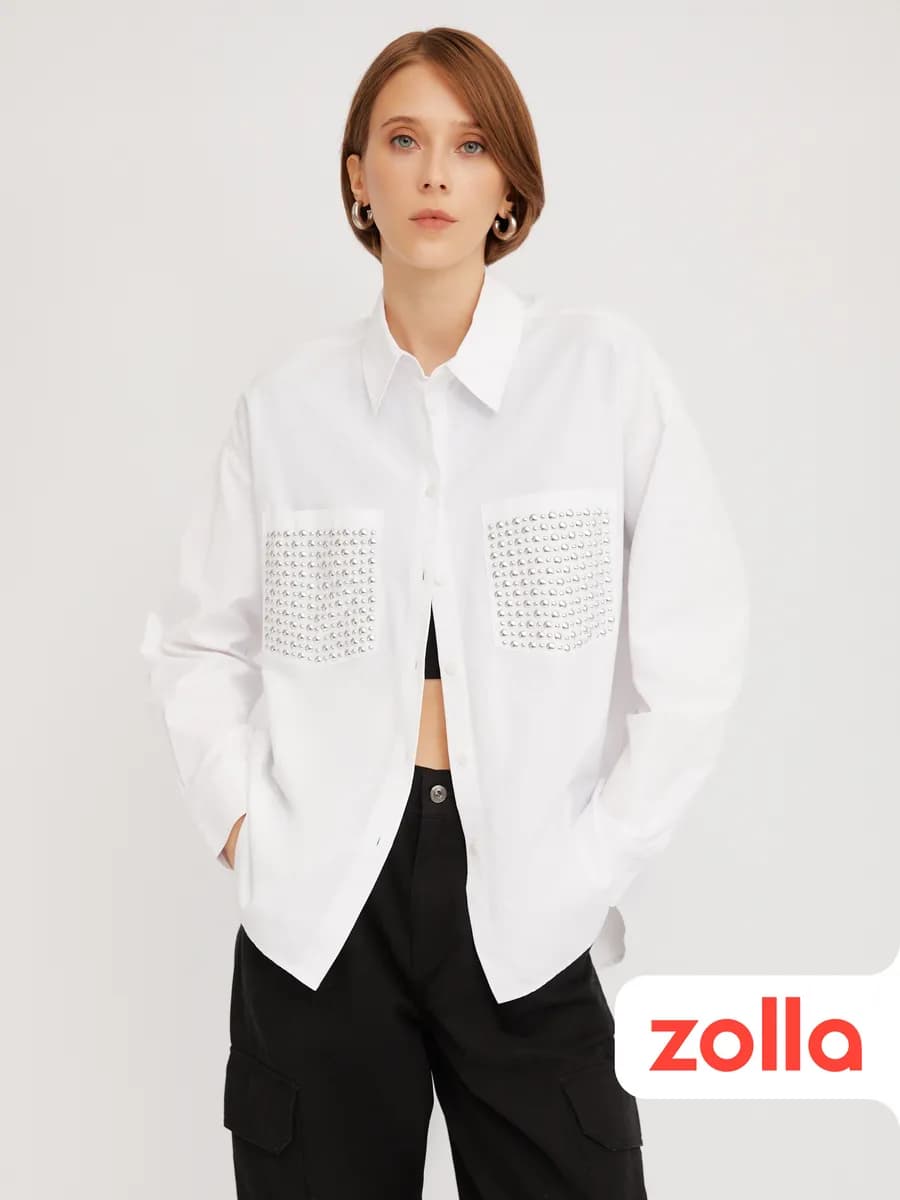 Женская оверсайз рубашка с карманами