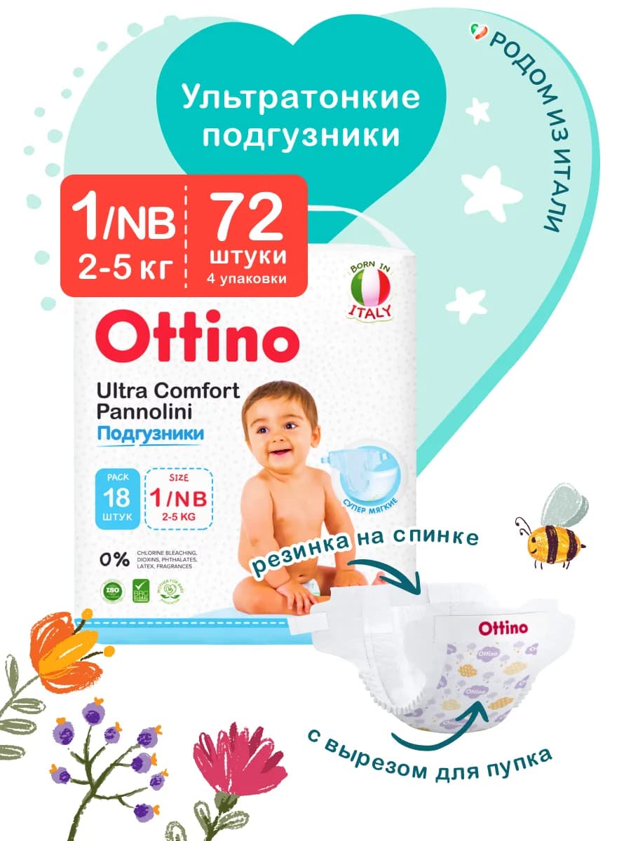 Подгузники 1 NB для новорожденных 2-5кг большая упаковка