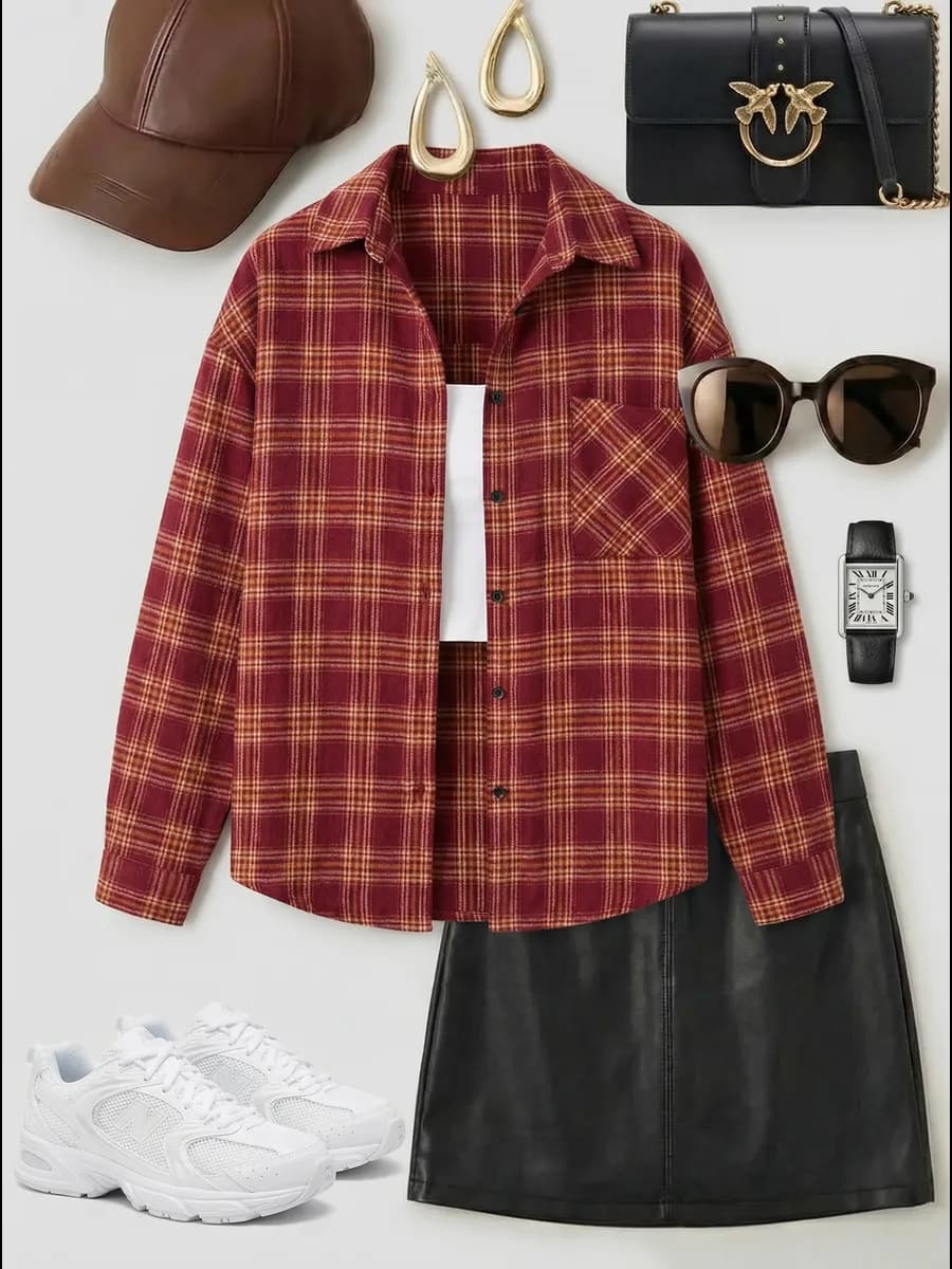 Рубашка в клетку оверсайз y2k