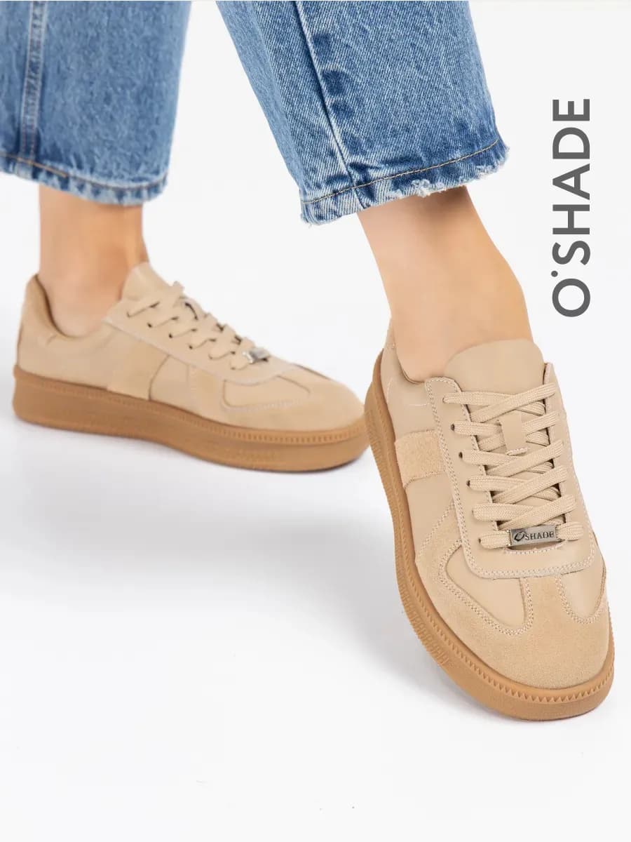 осенние Кеды женские бежевые