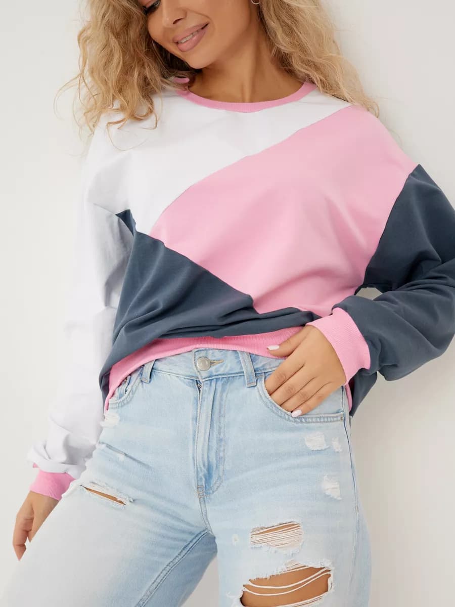 Свитшот оверсайз хлопковый трикотажный