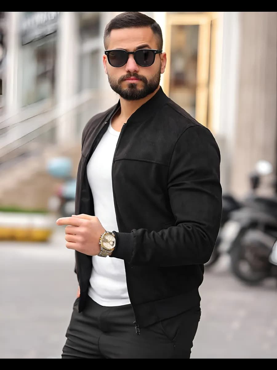 Куртка замшевая демисезонная бомбер