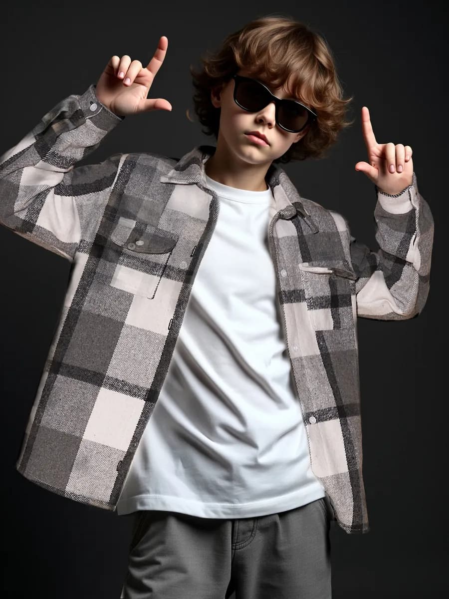 Рубашка в клетку свободная теплая