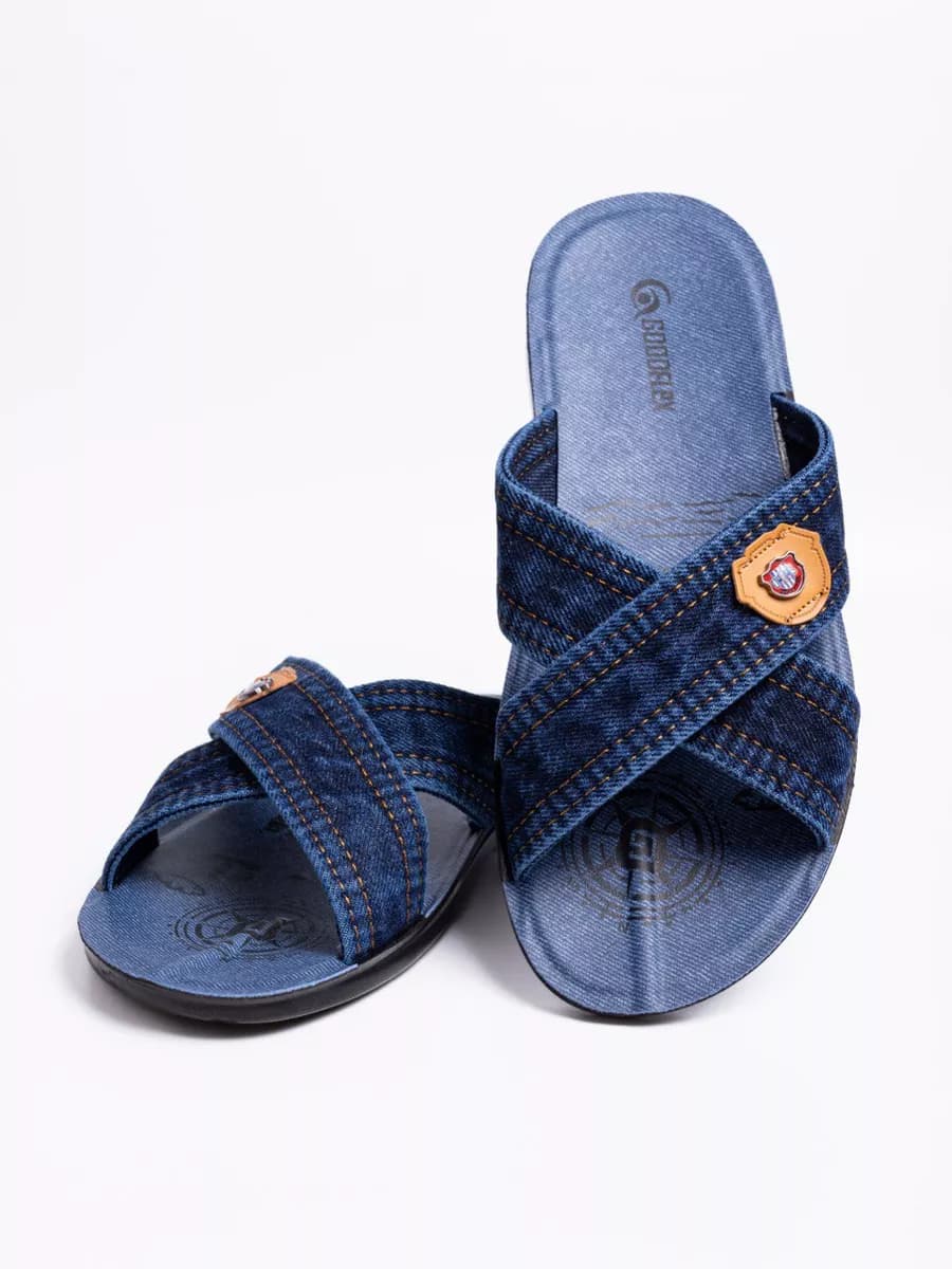 Шлепки джинсовые тапочки для дома