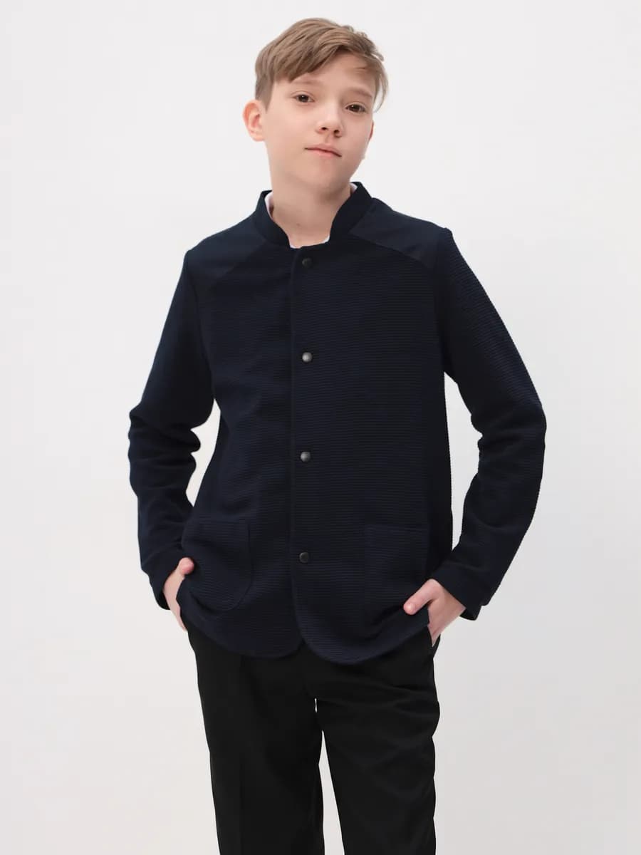 Пиджак трикотажный школьный блейзер синий форма