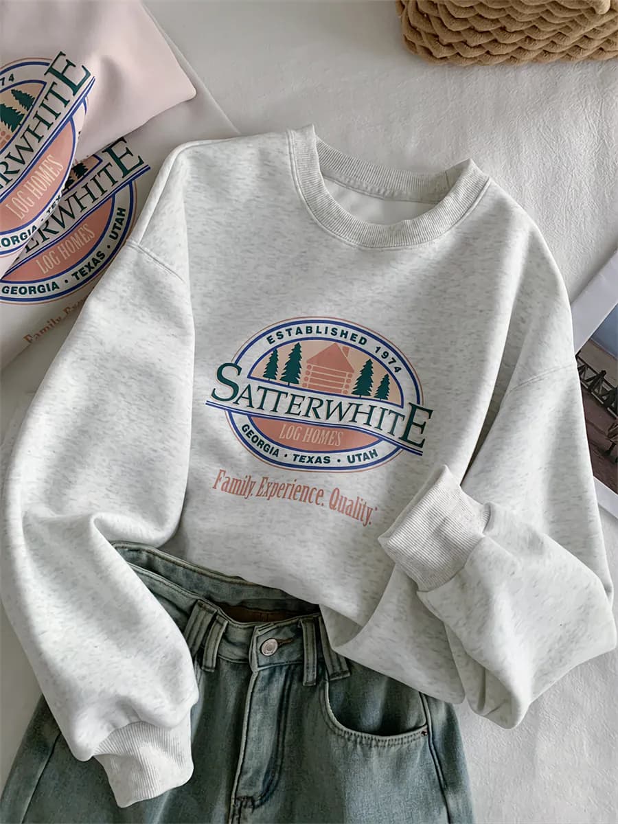 Свитшот оверсайз с принтом без начеса