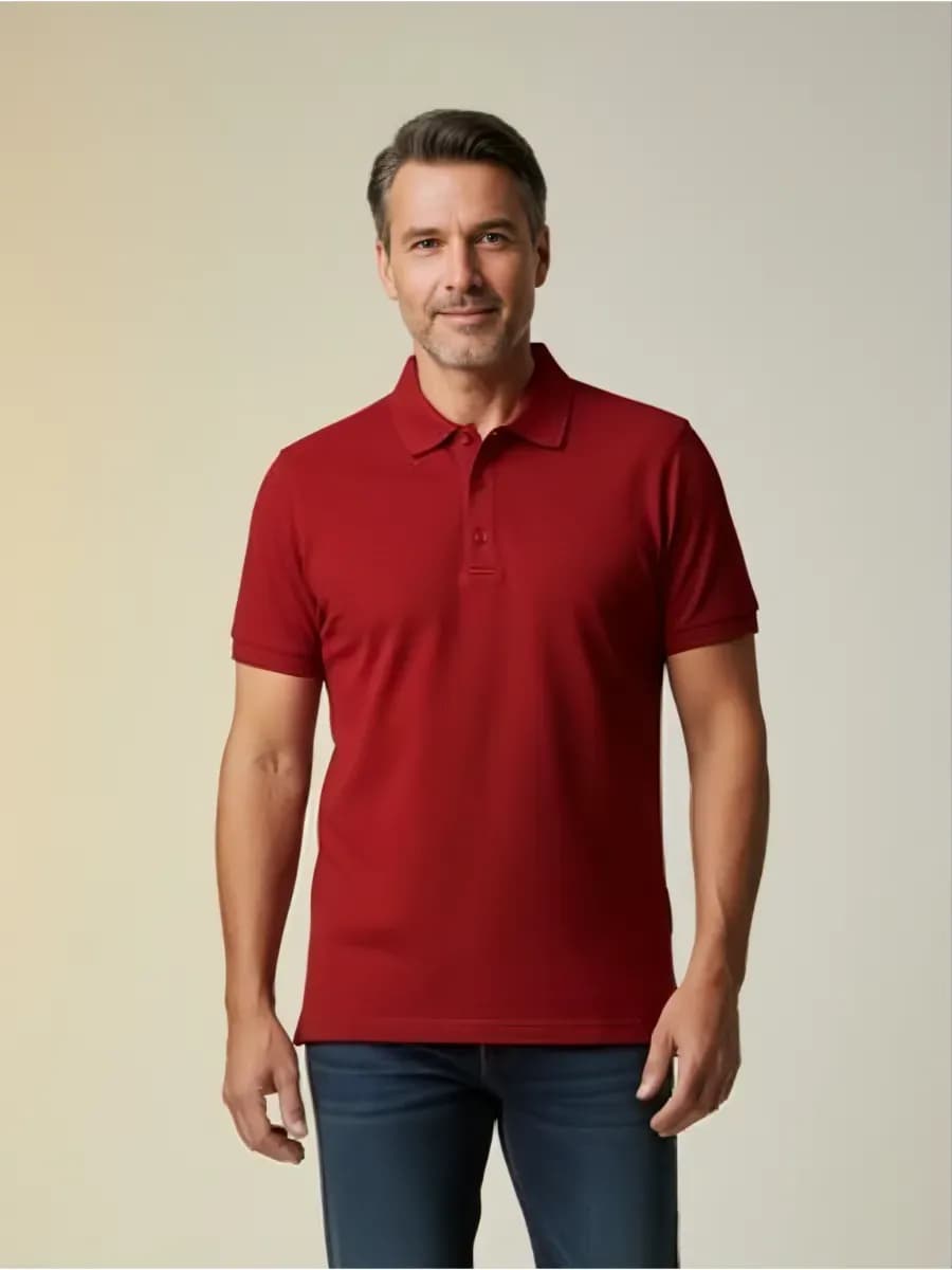 Футболка поло бордовая однотонная хлопок 100%