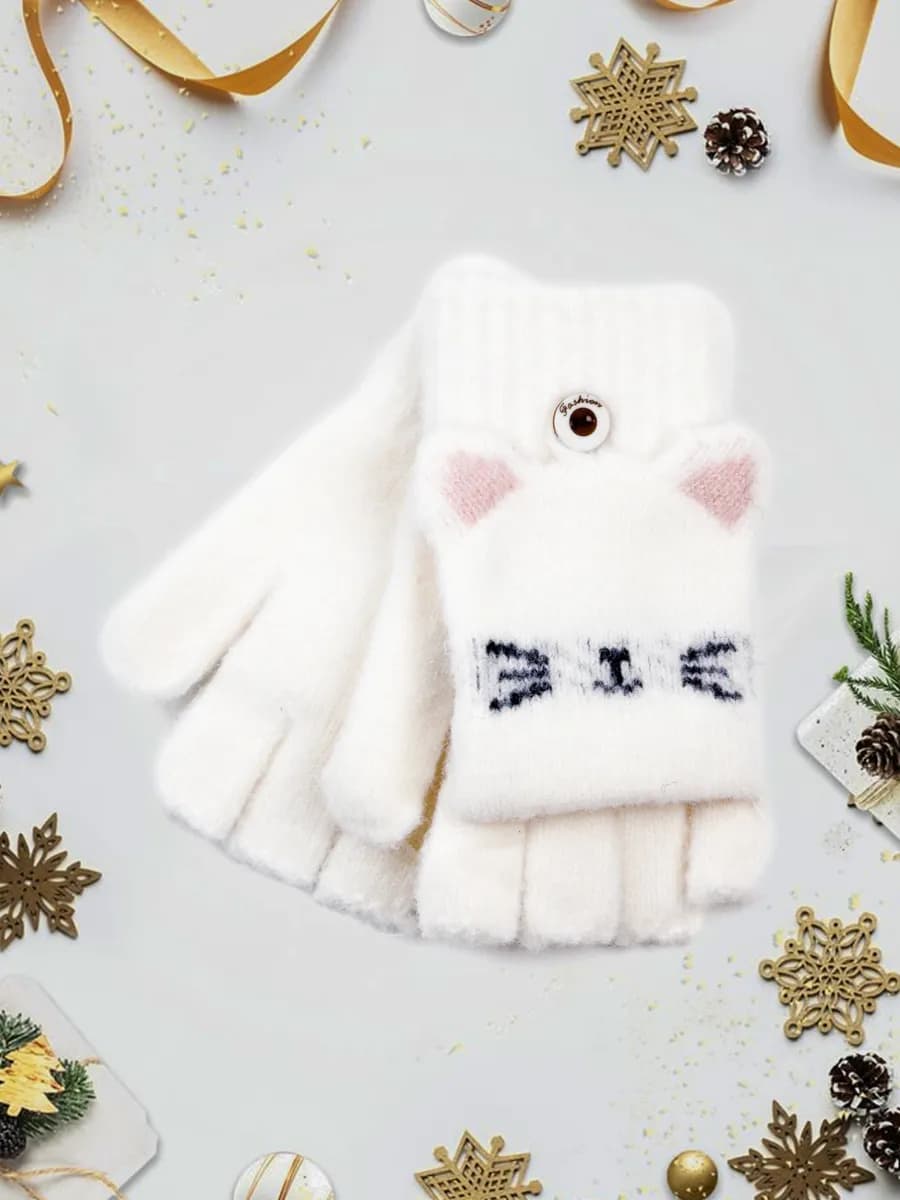 Перчатки-варежки без пальцев-митенки (5-7 лет)