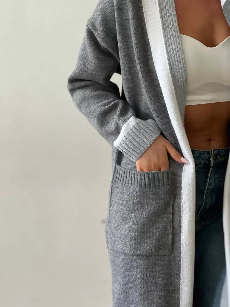 Кардиган трикотажный длинный оверсайз