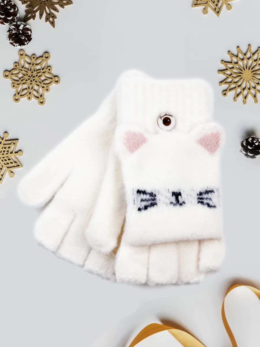 Перчатки-варежки без пальцев-митенки (5-7 лет)