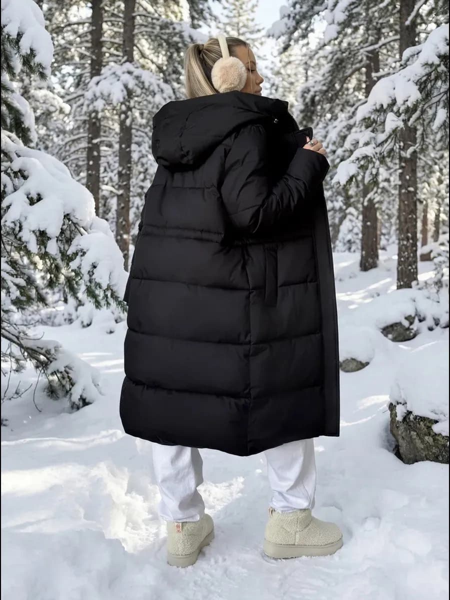 Куртка зимняя длинная с капюшоном утепленная