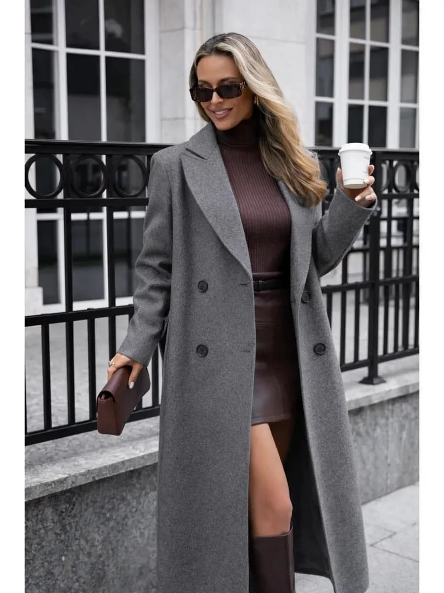 Весеннее пальто длинное драповое