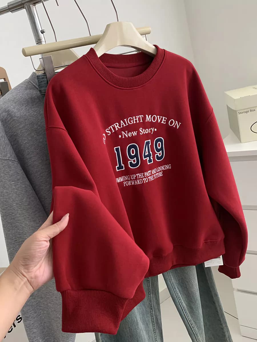 Свитшот оверсайз укороченный с принтом без начеса