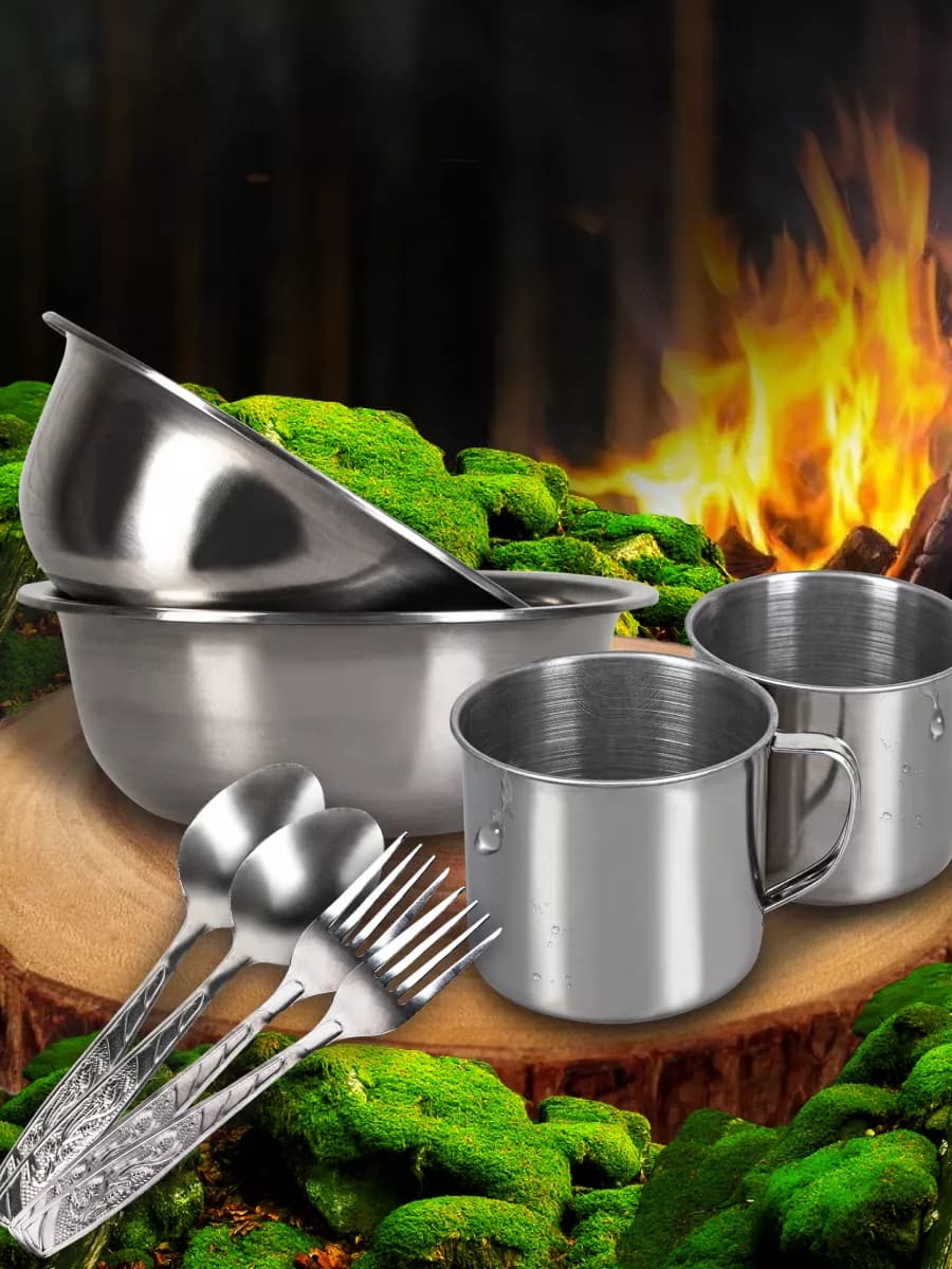 Набор 2 персоны походная металлическая посуда