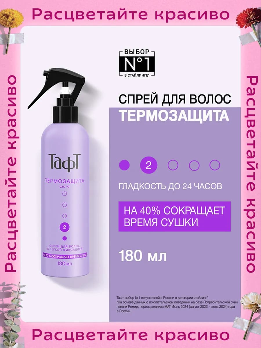 Термозащитный спрей для укладки волос 180 мл