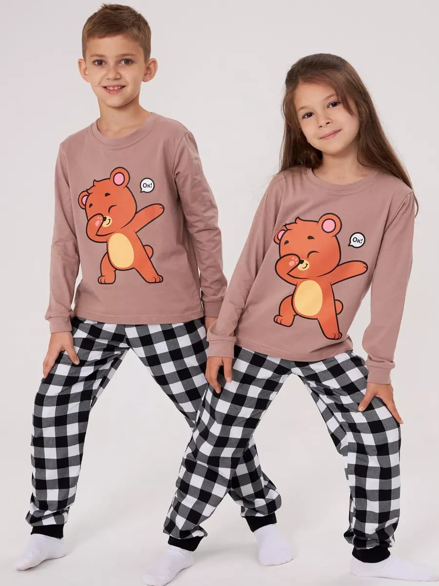 Пижама детская со штанами в клетку