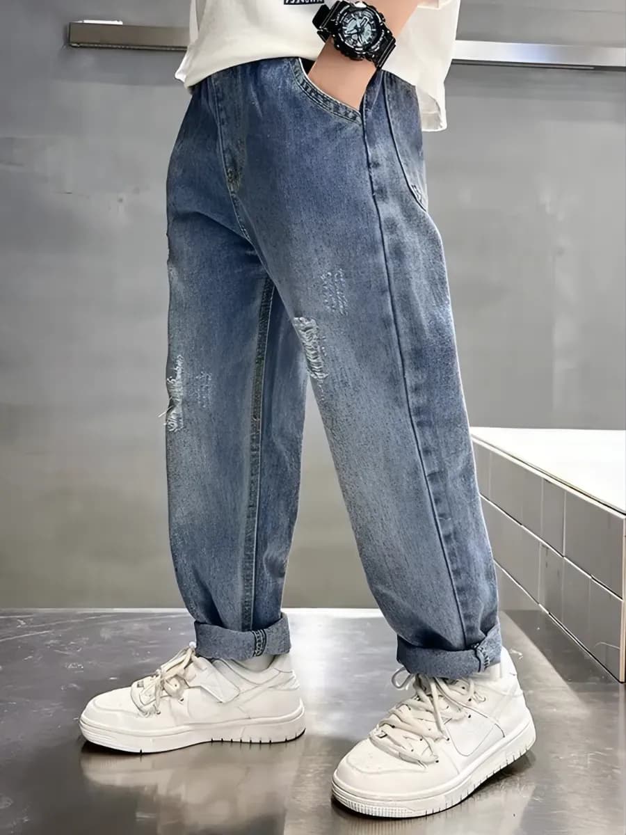 Джинсы на резинке подростковые джоггеры школьные