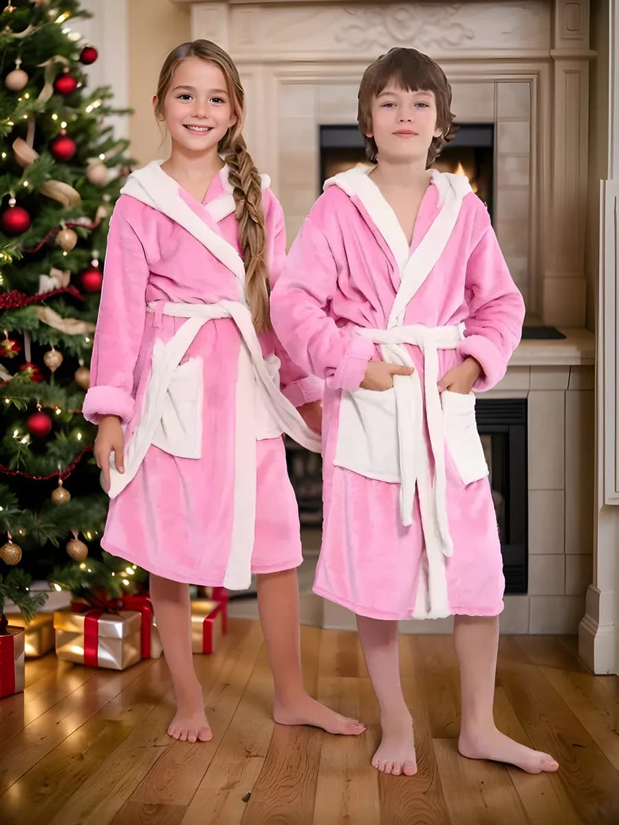 Халат детский для девочки махровый с капюшоном теплый