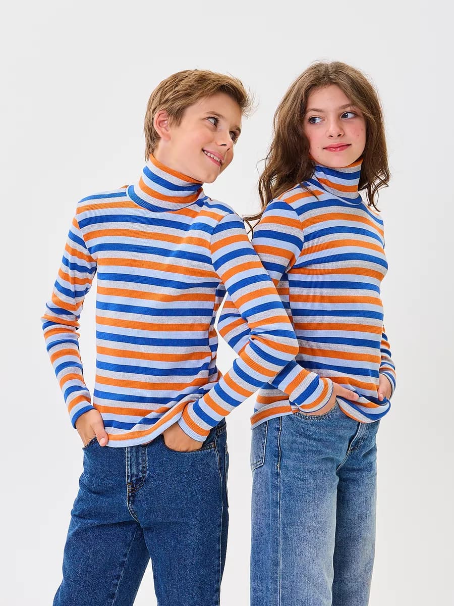 Водолазка школьная детская с горлом в полоску хлопок