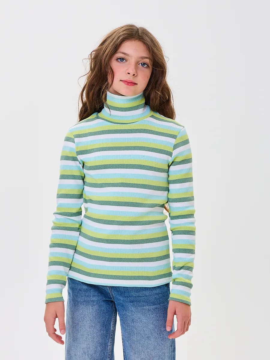 Водолазка школьная детская с горлом в полоску хлопок