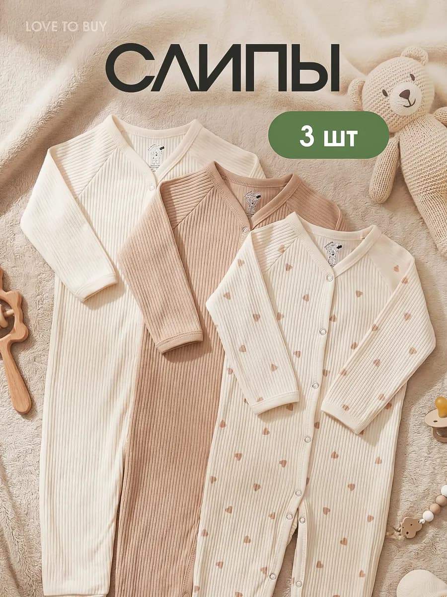 Набор слипов для новорождённых 3 шт
