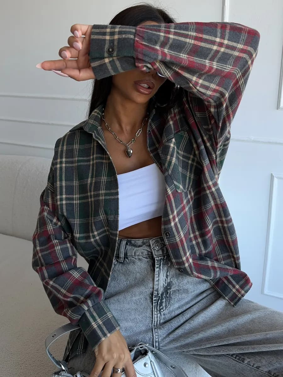 Рубашка в клетку оверсайз