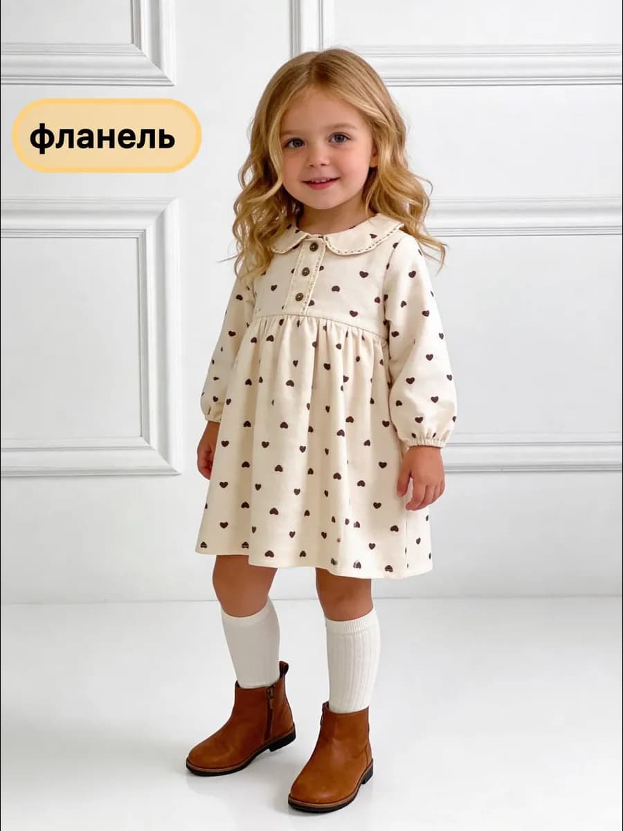 Платье фланелевое с воротником теплое