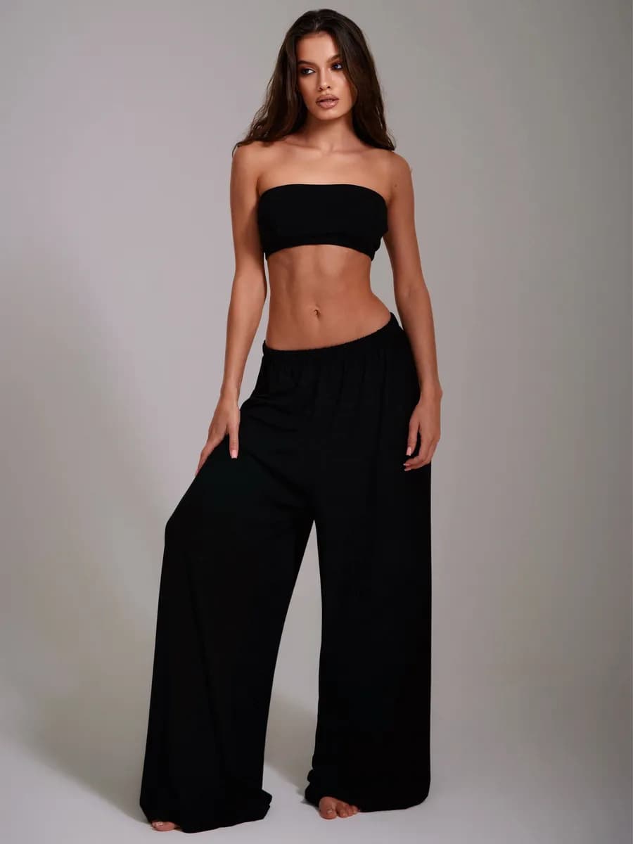 Брюки палаццо трикотажные