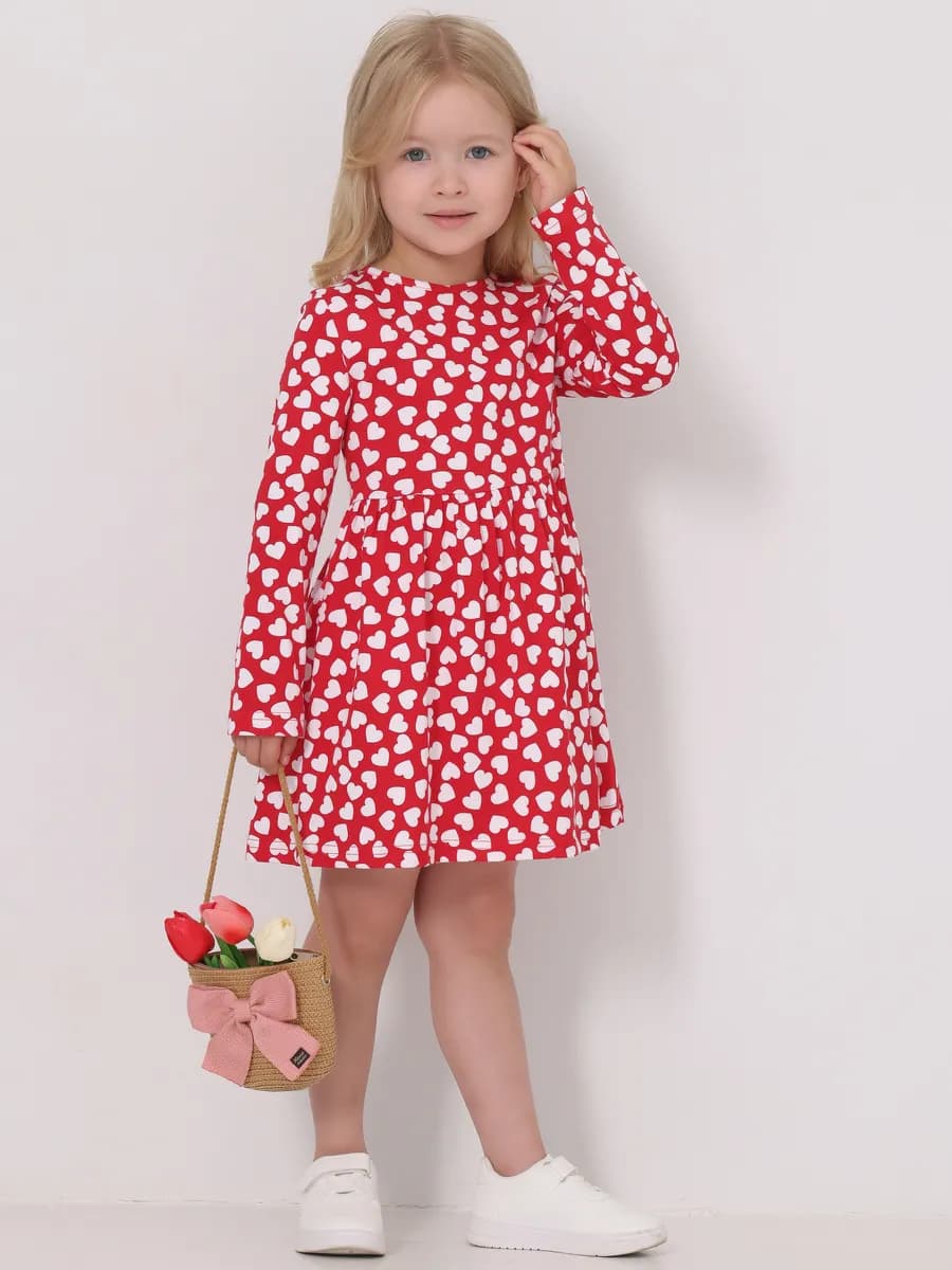 Платье в садик с длинным рукавом