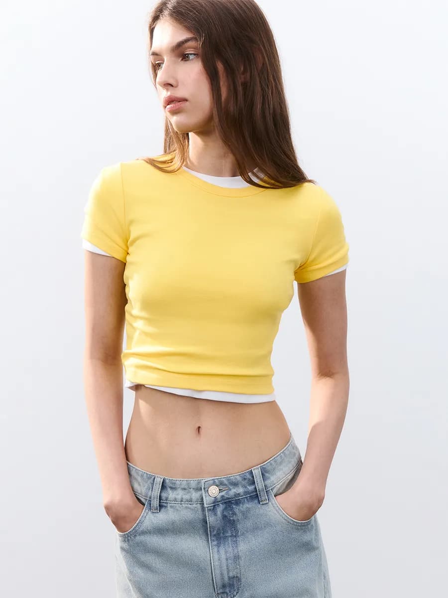 Футболка топ базовая с укороченными рукавами