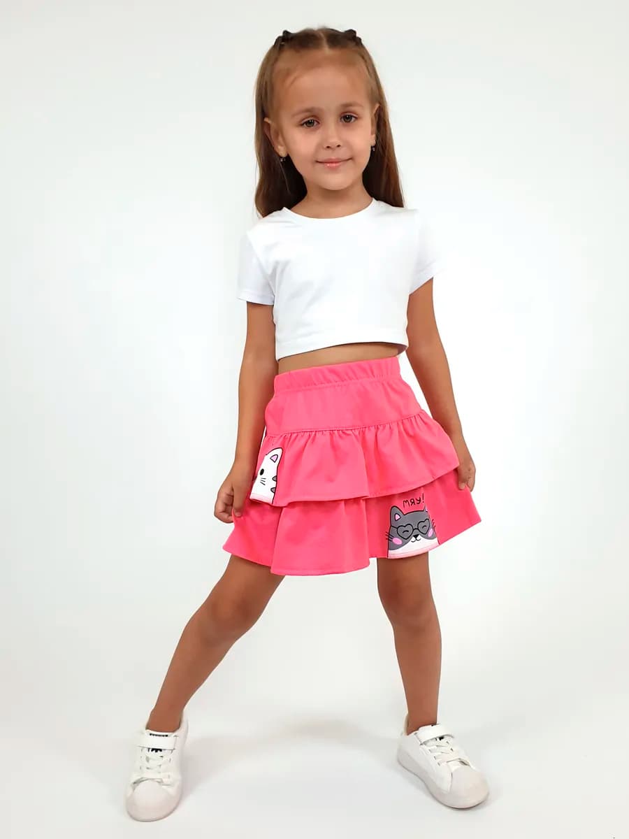 Юбка трикотажная с воланами в садик для детей