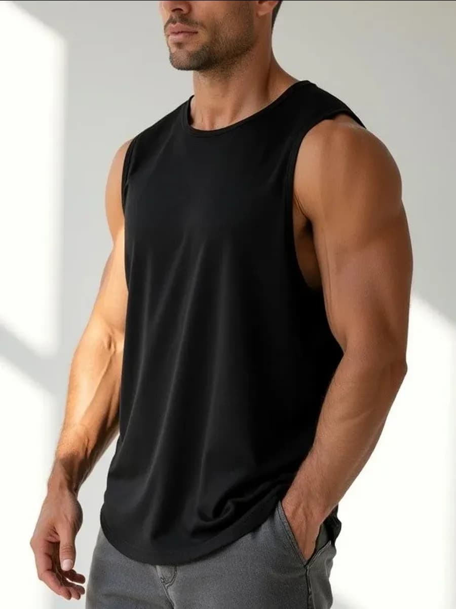 Майка спортивная безрукавка однотонная для зала и фитнеса