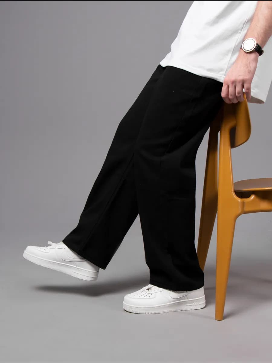 Джинсы трубы широкие y2k прямые оверсайз черные багги