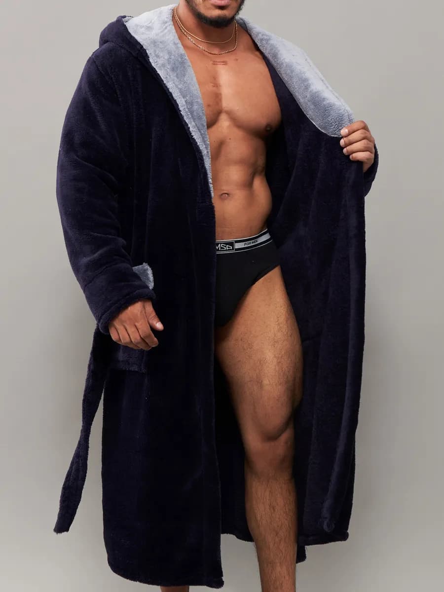 Банный домашний халат теплый с капюшоном