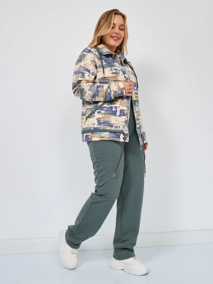 Спортивный костюм на молнии без начеса с большими размерами