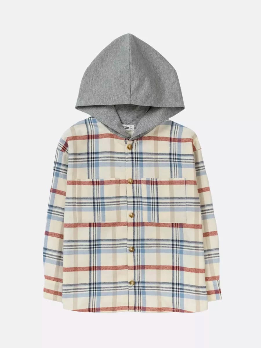 Фланелевая рубашка с капюшоном в клетку