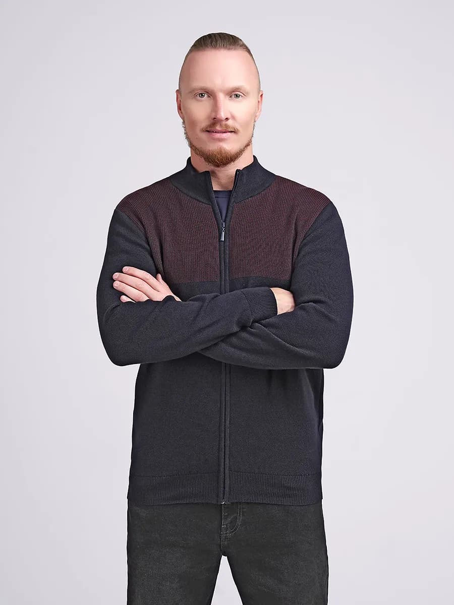 Джемпер мужской на молнии теплый на шерсти жакет