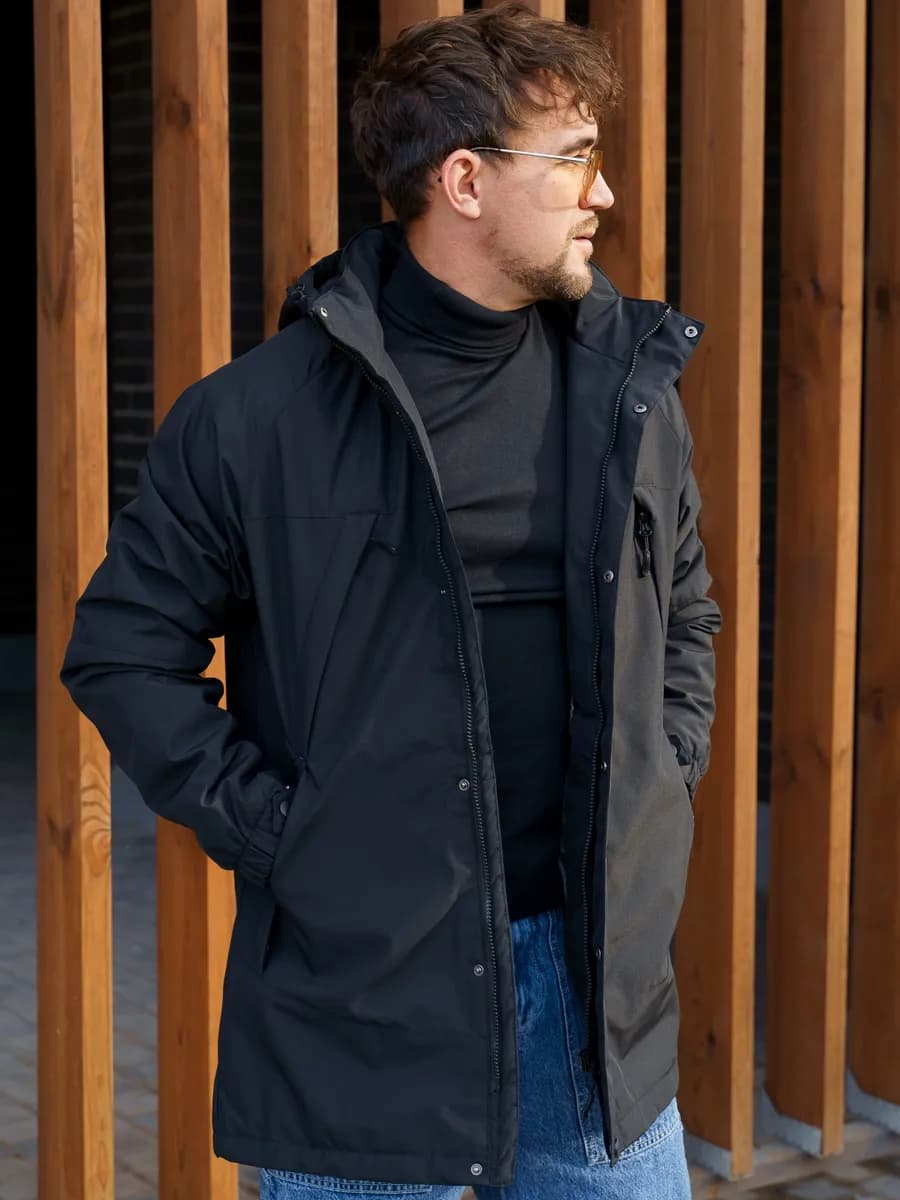 Куртка зимняя с капюшоном удлиненная еврозима