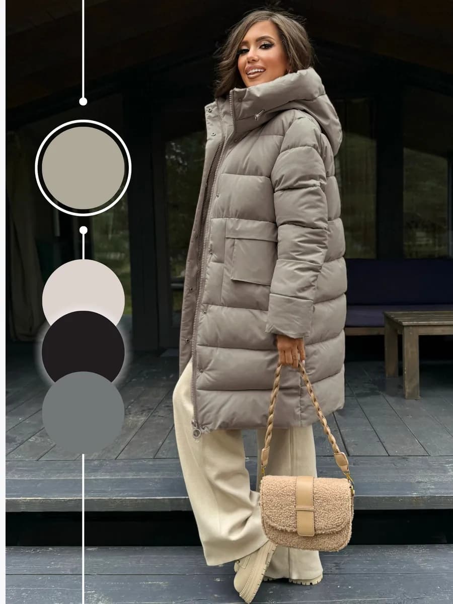 Зимняя куртка удлиненная с капюшоном