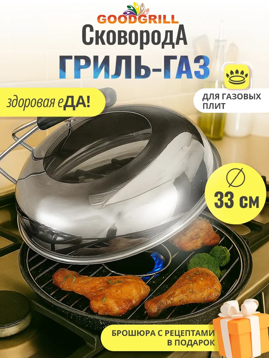 Сковорода гриль-газ с антипригарным покрытием