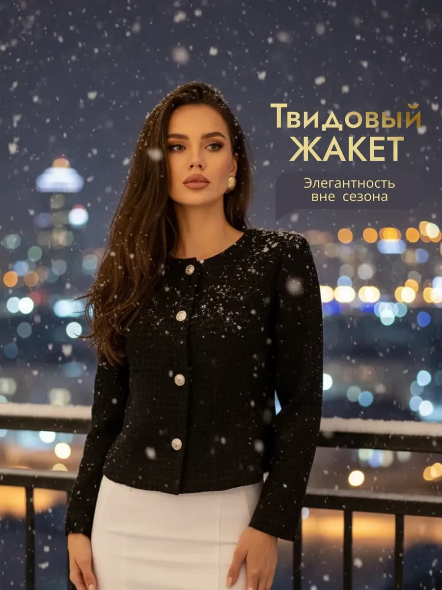 Твидовый жакет укороченный