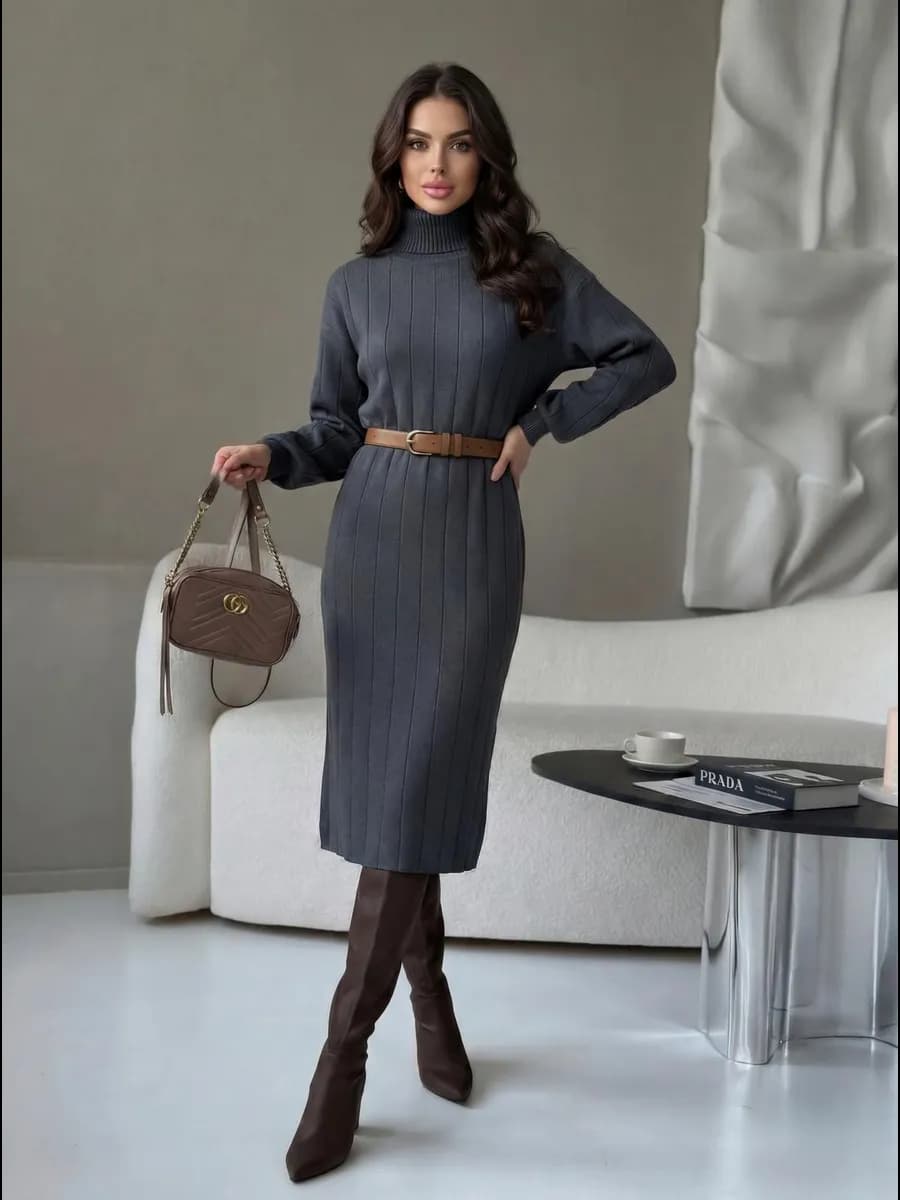 Платье свитер оверсайз трикотажное вязаное