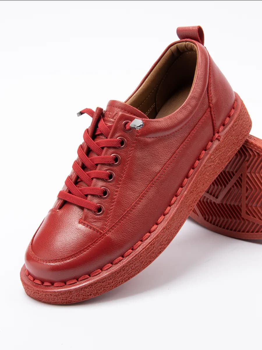 Полуботинки женские красные натуральная кожа