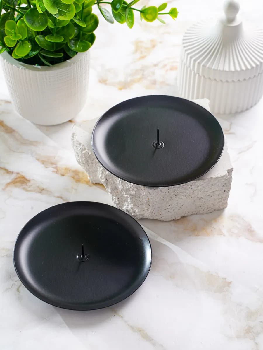 Подсвечник металлический 2 шт черный 10см