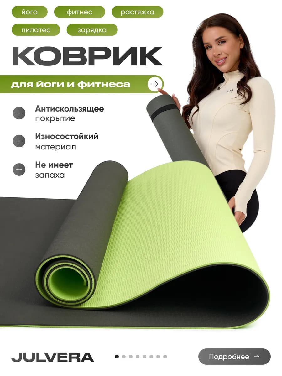 Коврик для йоги и фитнеса нескользящий антистатический