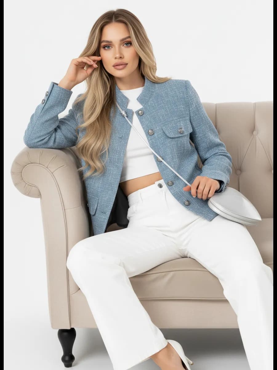 Пиджак твидовый укороченный жакет Old money